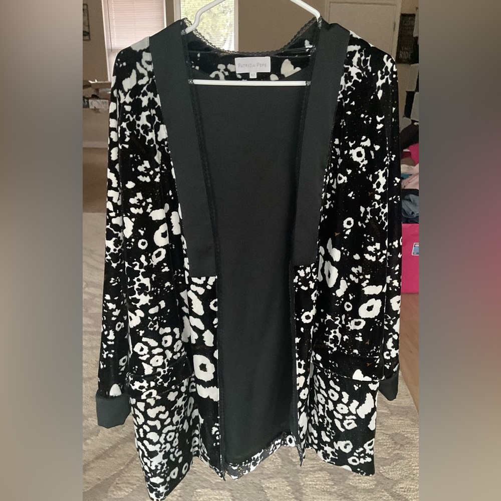 Women's velvet cardigan with faux pockets Patrizia Pepe sz 42